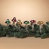 Gerson International Glass Holiday Mushrooms with Clip, 3.9-inch Height, Set of 6