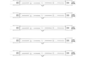 DUMILOO R7S Halogen Bulbs 500W Dimmable 120V 118mm T3 J Type Floodlight Bulb with Long Lifespan, 2700K Warm White Linear Double Ended Light Bulbs for Work, Security, Landscape Lights, Floor Lamps, 5 Pack