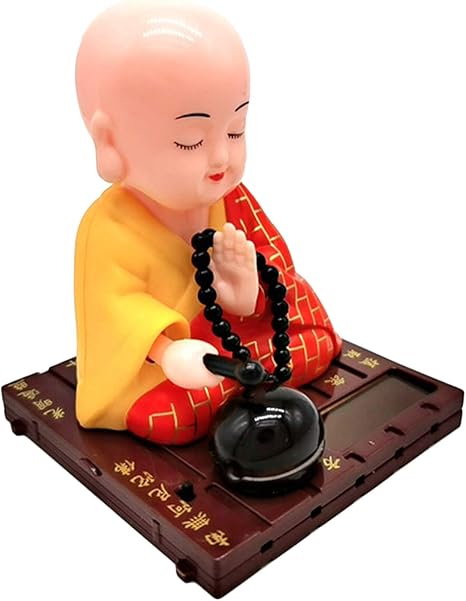 Amazon N A 僧侶 置物 おもちゃ 車のダッシュ飾り 頭踊り お坊さん彫像 ソーラー電池内装 卓上置物 縁起物 運転安全祈願 風水グッズ 仏像 オンライン通販