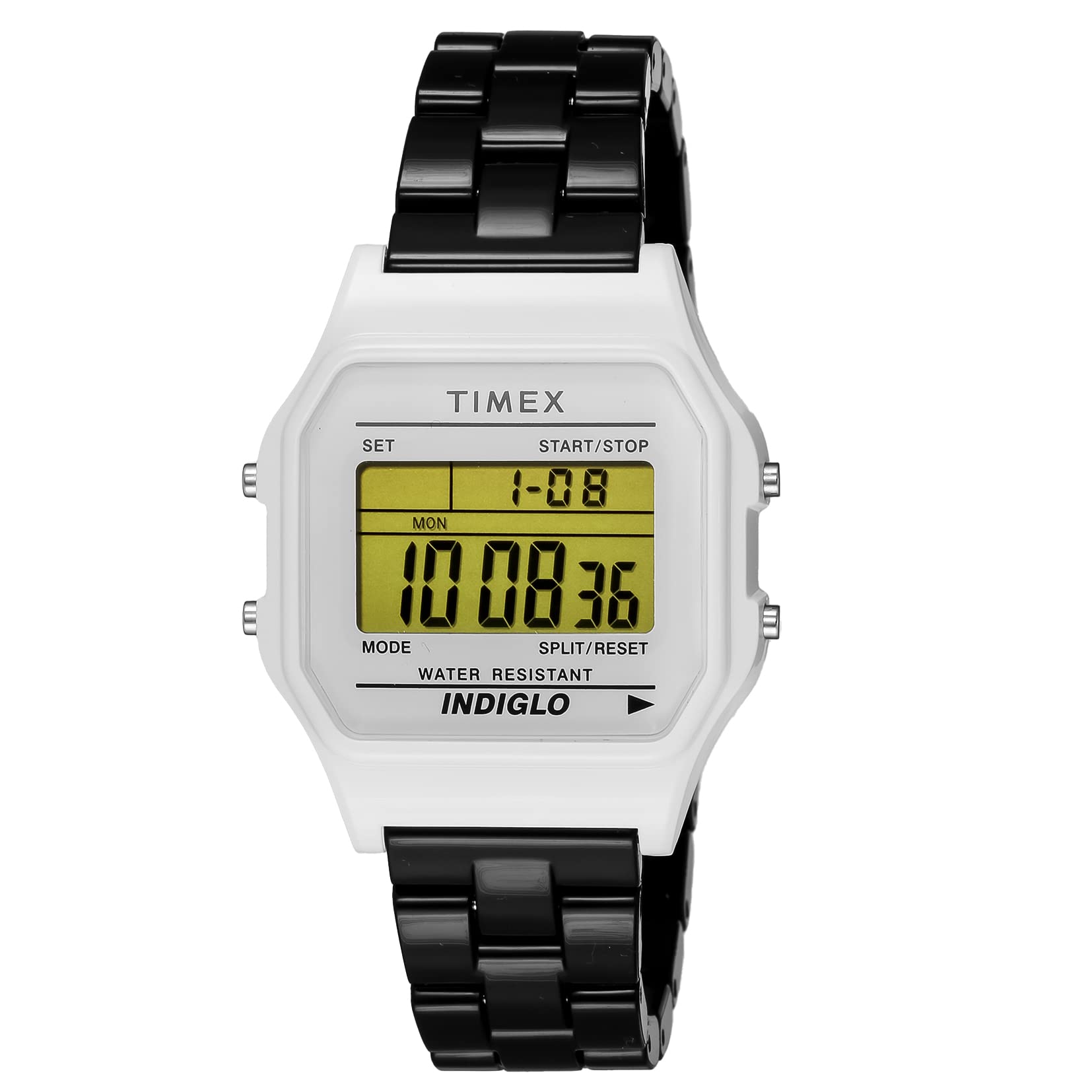 Classic Digital Tile Collection Black Resin Quartz Quartz 36MM America Watch Unisex, multicolor (white / black), Bracelet Type