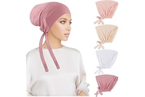 PHOGARY 4 Pcs Women Hijab Undercap, Islamic Muslim Under Hijab Cap Inner Under Scarf Hat Hijab Cap