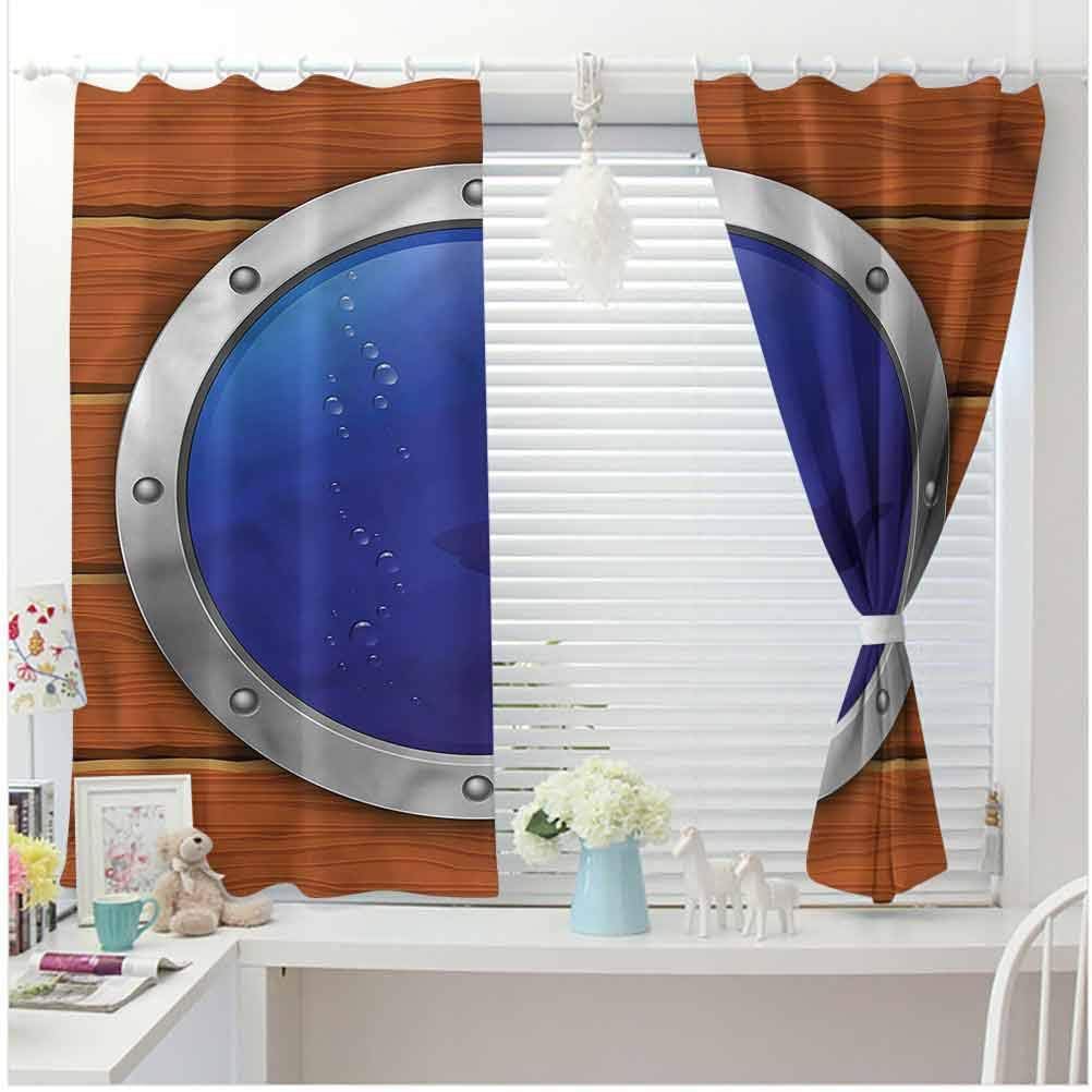 RenteriaDecor Nautical Energy Efficient Grommet Curtain Porthole Shark
