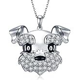 Yorionke Schnauzer Necklace 925 Sterling Silver Terrier Dog Puppy Pet Pendant Schnauzer Jewelry Gifts for women
