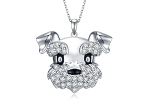 YORIONKE Schnauzer Necklace 925 Sterling Silver Terrier Dog Puppy Pet Pendant Schnauzer Jewelry Gifts for women