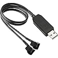 Gebildet Full Speed 12V Voltage Step-Up USB to Dual 3-Pin and 4-Pin PC Fan Sleeved Power Adapter Cable