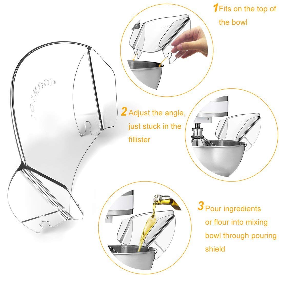 Pouring Shield for KitchenAid Stand Mixer Bowls, Universal Pouring Chute for Adding Dry & Liquid Ingredients Away From Messy or Spraying, Stand Mixer Attachments & Accessory