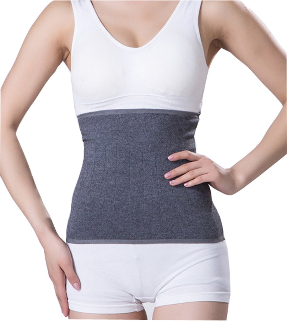 Faxianther Unisex Adults Thin Soft Cashmere Waistband Kidney Binder Breathable Stretchy Autumn Spring Abdominal Warming Band Wrap Waist Back Brace Support Grey