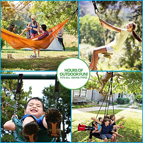 lovehope Hammock Chair Swing Straps Hanging Kit 5Ft Tree Swing Straps 2800+ LBS Heavy Duty 100% No Stretch Versatile Suspension System - Swing Rope Accessories Set Perfect for Tire and Saucer Swing - Thumbnail 5