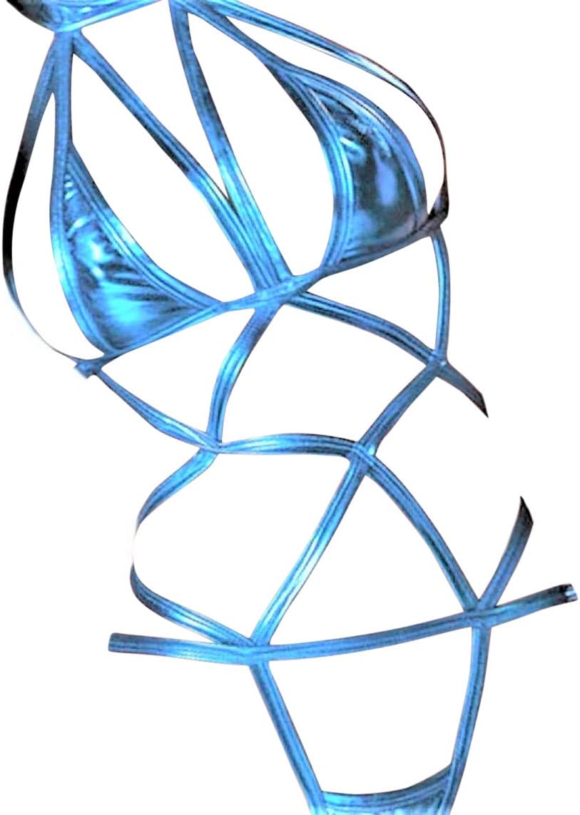 Sexy Women Patent Faux Leather All in One Sexy Costume Perfect for Weddings/Valentines/Birthday/Special Occasion (Blue): Health & Personal Care