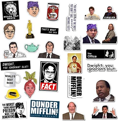 The Office Sticker Pack of 33 Stickers JoeStar The Office Stickers for Laptops, Dunder Mifflin Stickers for Laptops, Computers, Hydro Flasks, Water Bottles