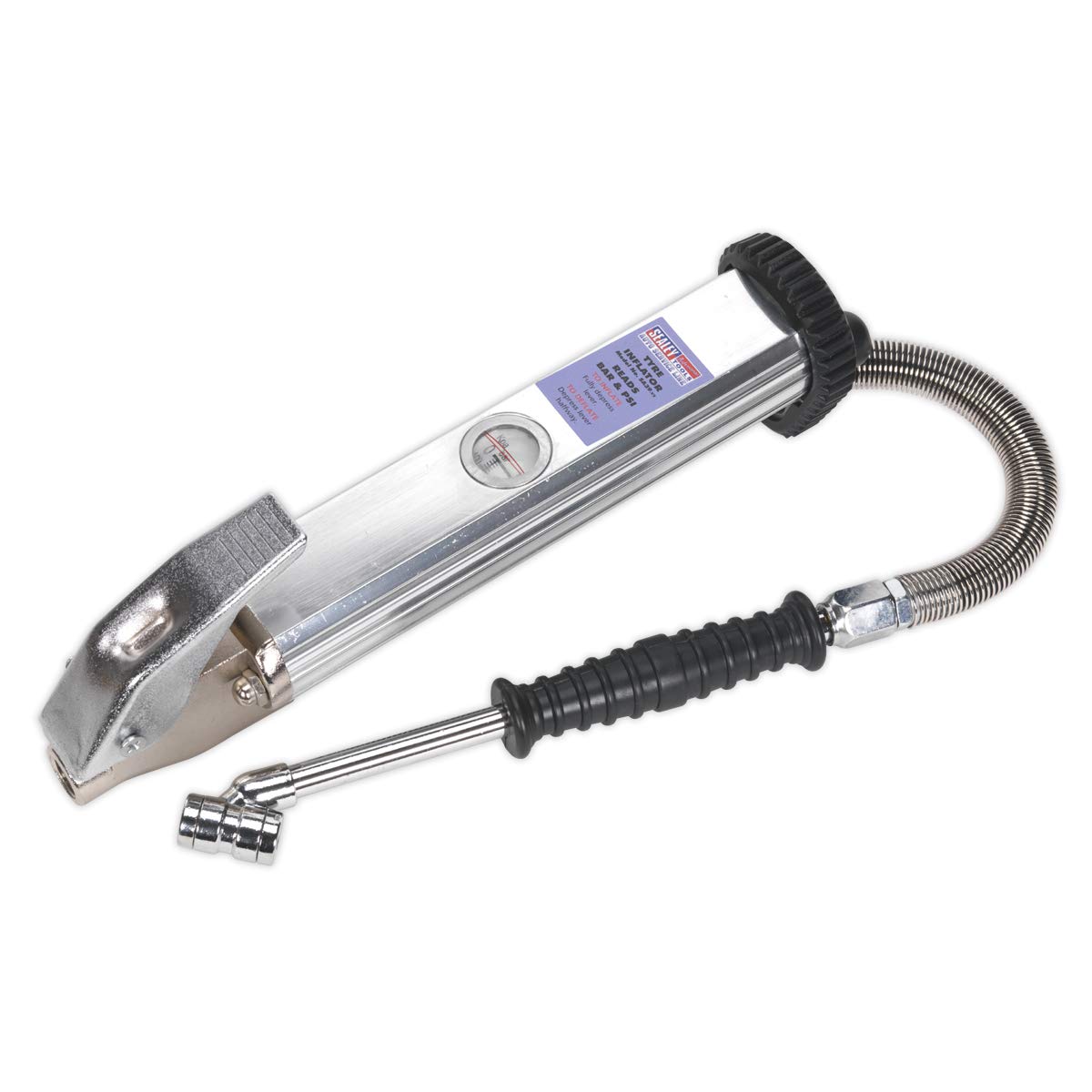 Sealey Sa39 Tyre Inflator Long Type with Twin Push-On Connector