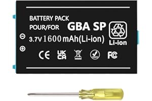 TAYUZH Battery for Game Boy Advance SP, 1600mAh Lithium-ion Battery for Nintendo Gameboy Advance SP GBA SP AGS-001, SAM-003 with Installation Tool