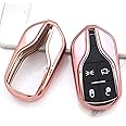 iJDMTOY Chrome Finish Pink TPU Key Fob Protective Cover Case Compatible with 2013-up Maserati Quattroporte, Ghibli, 2017-up Levante
