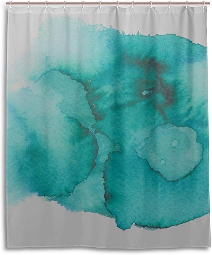 APJDFNKL Cortina de Acuarela de Color Verde Azulado para baño