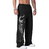 Piuntersite Men's Skull Print Sweatpants Relaxed Fit Punk Gothic Joggers Streetwear Hip Hop Lounge Track Pants with Pockets