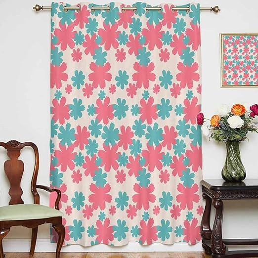 Cortinas opacas para puerta de patio con diseño de flores y flores de