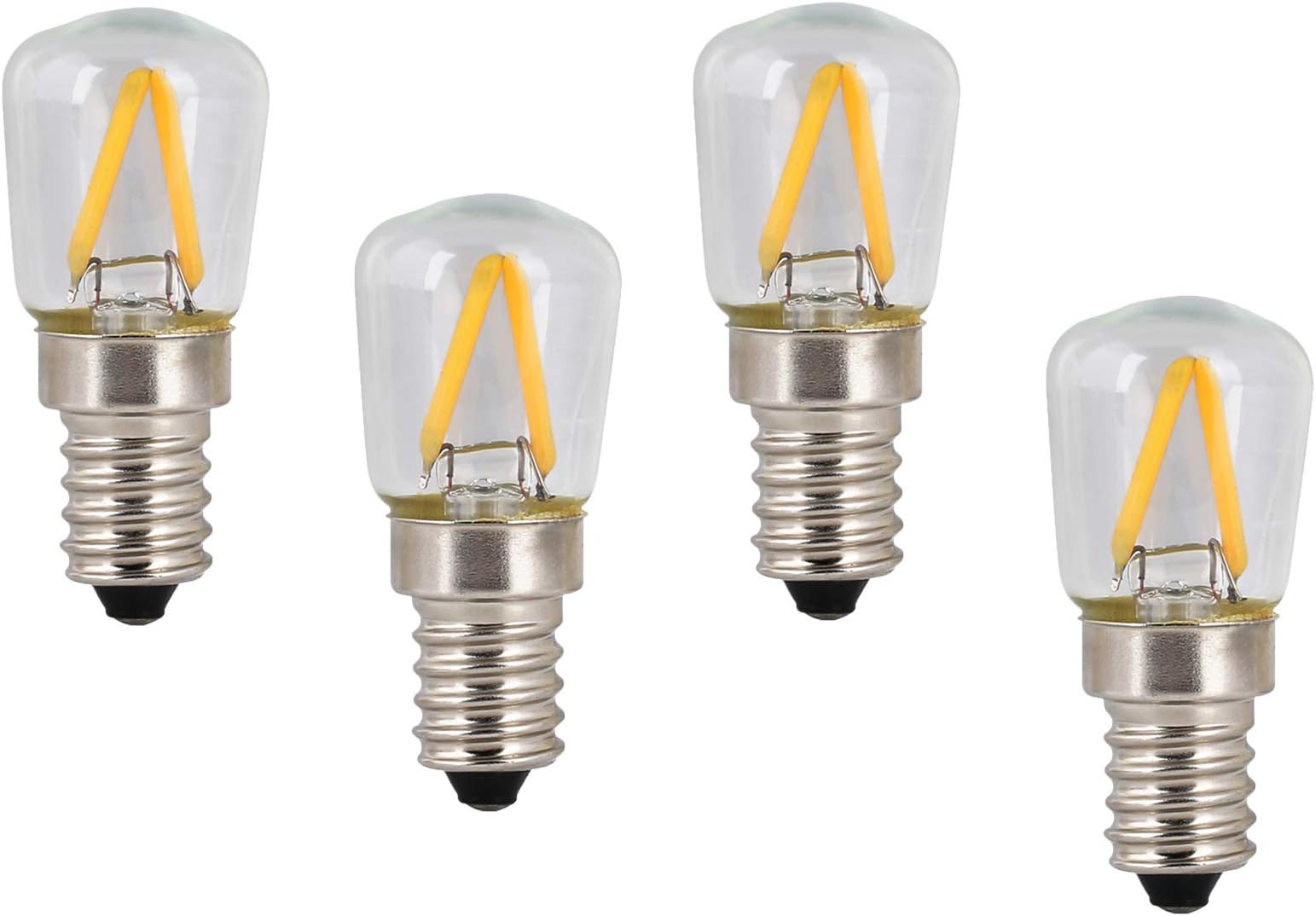 RANPO T26 E14 1.5W Vintage Short Tubular LED Filament Bulb, SES Small Edison Screw Base, Warm White 2700K, 15W Halogen Equivalent, Clear Class Cover, Non-Dimmable AC 220-240V,4 Pack[Energy Class A+]