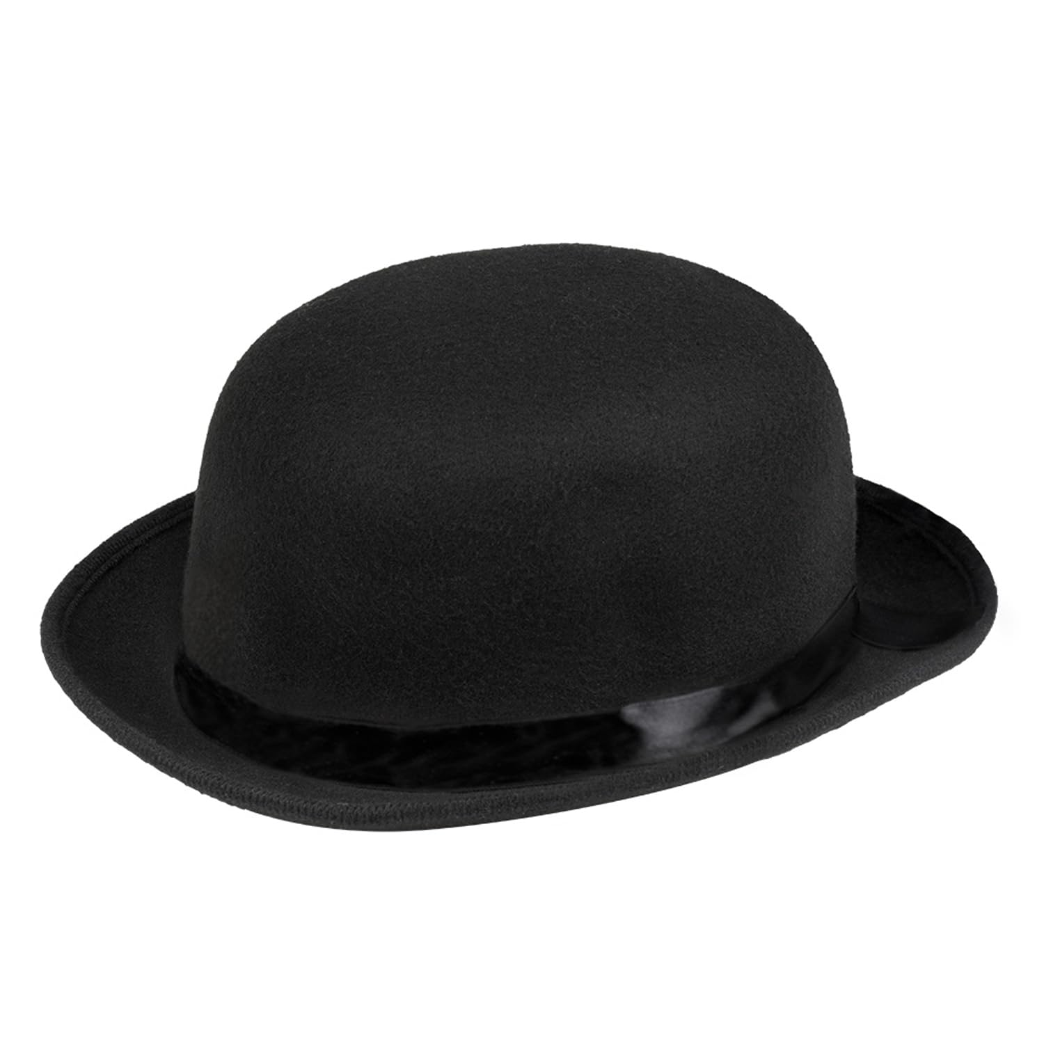 Boland Adult Deluxe Black Bowler Hat, Steambowler, With Satin Band, Victorian Style Derby Chaplin Hat Magician Steampunk Cosplay Halloween Fancy Dress Accessory Adult, One Size (Black)