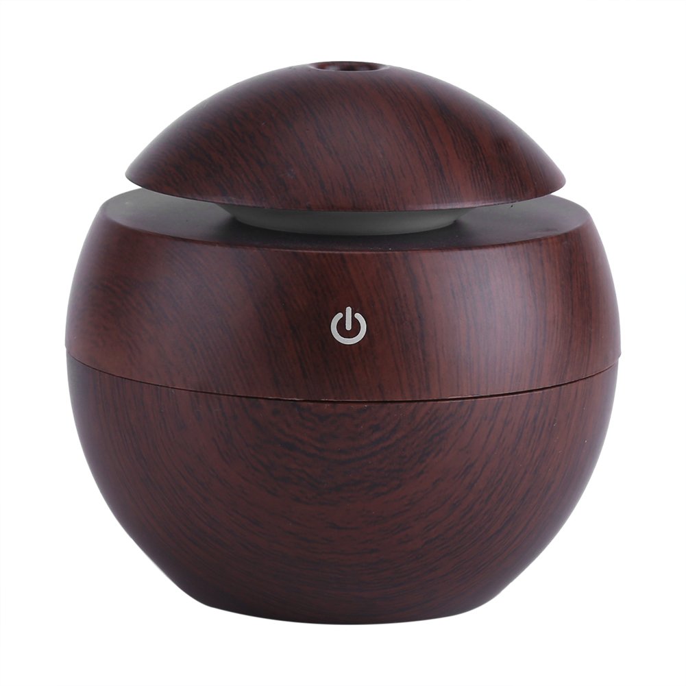Essential Oil Diffuser 130ml Ultrasonic Cool Mist Humidifier with LED Night Light for Office Home Bedroom Living Room Study Yoga Spa (Brown)