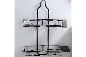 Hanging Shower Caddy, Rustproof Adjustable Over The Showerhead Organizer with Hooks & Soap Holder, Bathroom Storage Rack for 