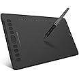 HUION Inspiroy H1161 Graphics Drawing Tablets, Touch Strip and 8192 Pen Pressure Sketch Tablet with Battery-Free Stylus,10 Shortcut Keys, Compatible with Android, Windows, and Mac Black