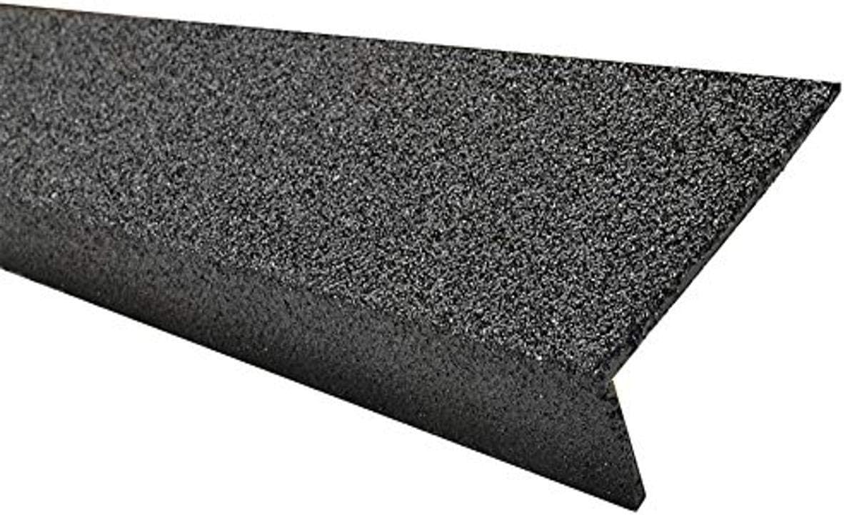 MASTER STOP 9N12003X006019M Fiber Glass Stair/Step Nosing, Black, 3" Depth, 1" Nose, 60" Length, Medium Mineral Abrasive Anti-Slip Surface