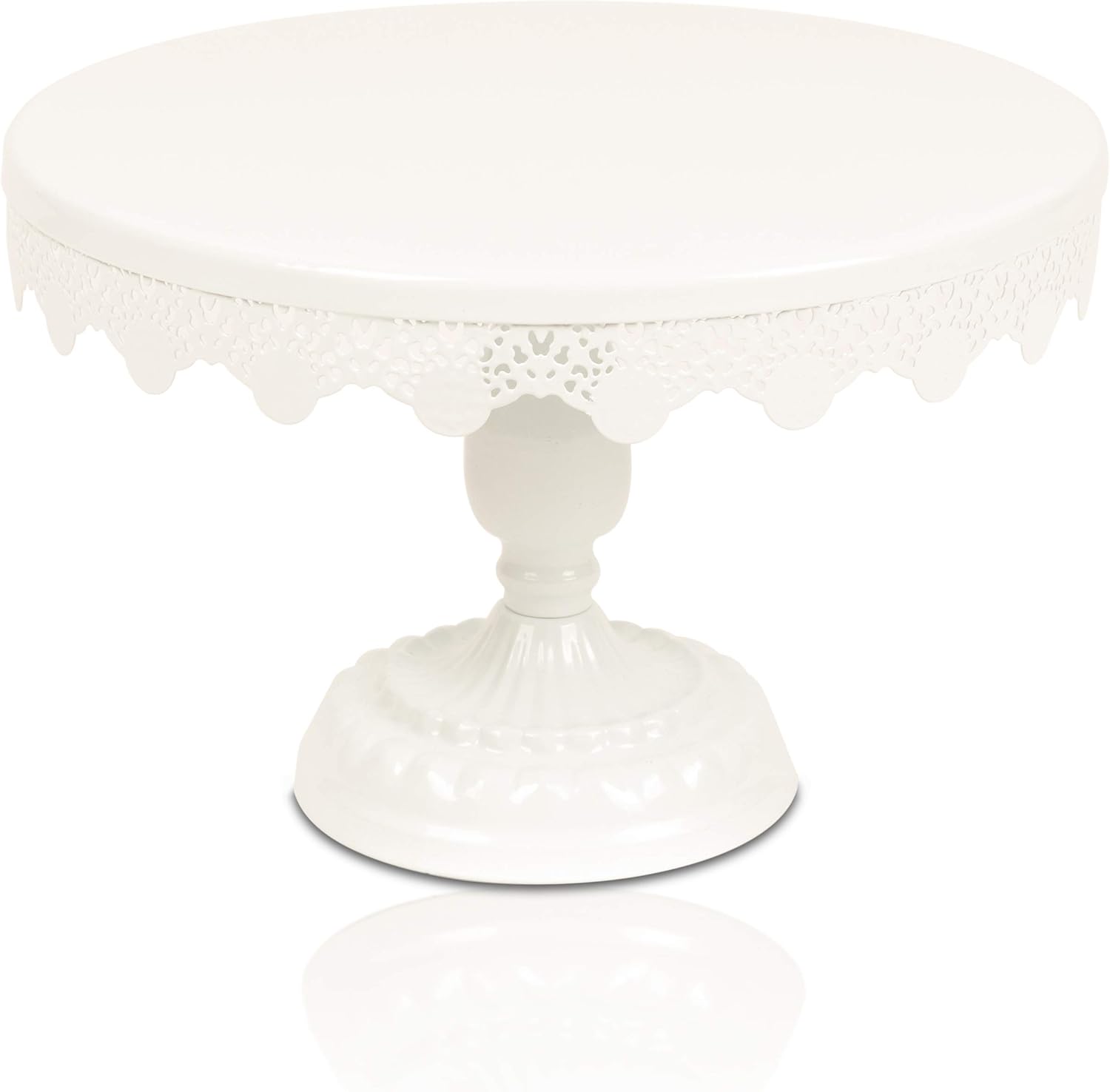 Scott's Bakery Antique Round Metal Cake Stand | Cupcake Display/Holder with Beautiful Design | Perfect for Weddings, Tea Parties, Birthday Parties and Celebrations | 10 Inch White |: Kitchen & Dining