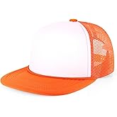 CHOK.LIDS Flat Bill Foam Top Hats for Men and Women Adjustable Snapback Trucker Hat Trendy Color Flat Brim Mesh Baseball Cap