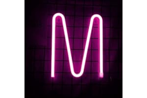 Smilco Light Up Marquee Letter Neon Sign，Pink 26 Alphabe Wall Decor Number with USB and Battery Powered Lights for Wedding Bi