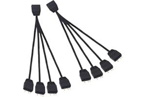 GENERIC LANMINGLEL Argb Splitter Cable 5V 1 Female to 4 Male 3 Pin Argb Extension Cable for Expand Computer Pc Argb Fans and Argb Led Series 2 Pack (1 to 4)