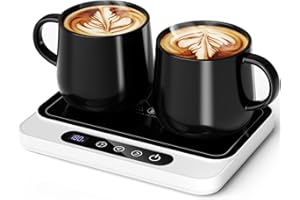 Misby Coffee Mug Warmer, 50W Large Heating Panel Mug Warmer with 6-Temp Settings, 8H Auto Shut-Off, 12H Timer, Ultra-Thin Des
