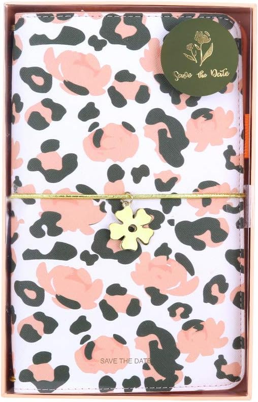 MultiBey Refillable Travelers Notebook PU Leopard Flower Loose-Leaf Hand Book, Standard Size, as a Gift (Colorful, Standard Size (5.5" x 8.8"))