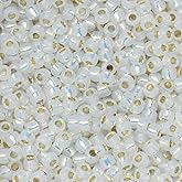 Toho Seed Beads, Round 11/0#2100 'Silver Lined Milky White', 8 Grams