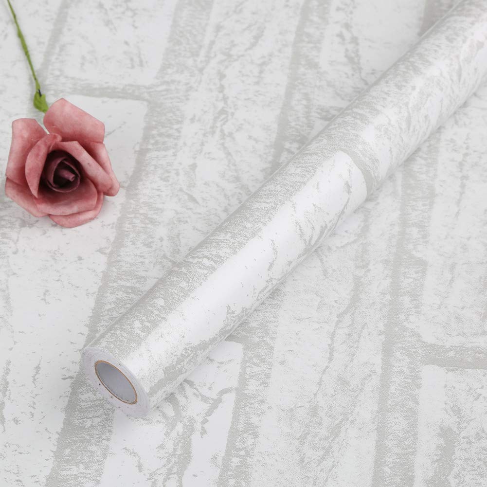 FENTIS White Brick Wallpaper Vintage Self Adhesive Contact Paper Sticky Back Plastic Vinyl Wrap for Kitchen Decor Peel and Stick Wall Stickers Roll for Bedroom Living Room 44x1000cm