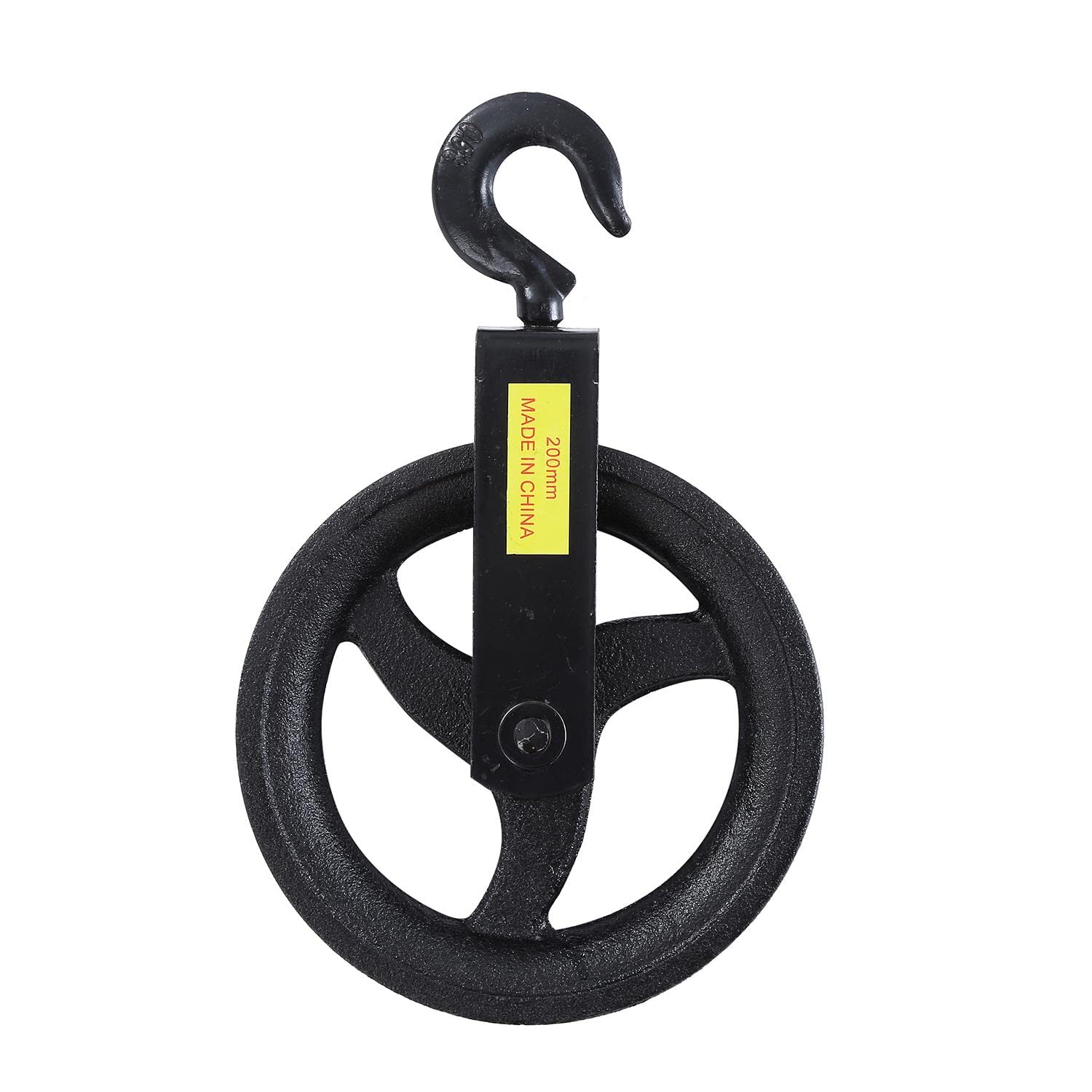 KATSU Pulley Wheel 200mm, 260KG Loading Capacity, Hanging Hand Wheel Rope Pulley Block with Hook for Scaffolding and Construction 18219420