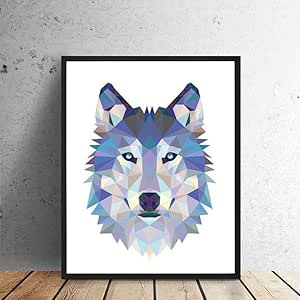 Colorido geométrico Animal Lobo lienzo pintura animal creativo hogar