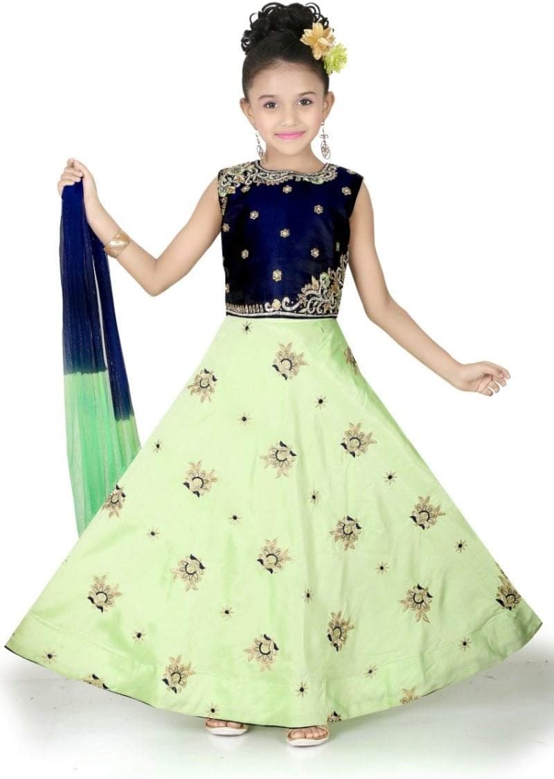 Krishna Sarees Girls Indian Bollywood Ethnic Designer Party Lengha Choli Suit/Skirt Blouse Dupatta Age 4-14 Years Girl's Designer Lengha Choli Suit/Girls Bollywood/Girls Alladin OutfGLC19041