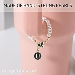 LUHOHI Letter Charm for Stanley Cup，Pearl Chain