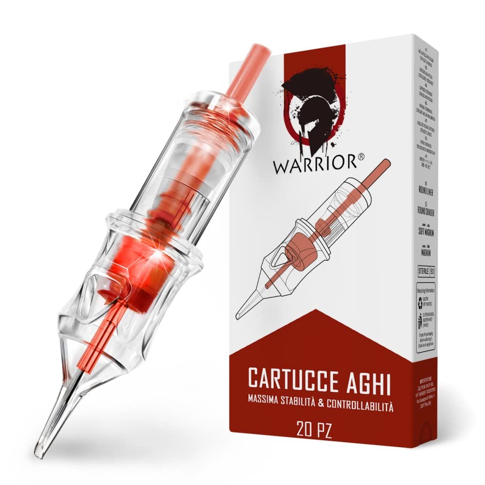 WARRIOR Diamond Cartridges High Visibility PVC/Finger Protrusion Sterilized Tattoo Needles EoGas Tattoo Needle Cartridge Round Shader 20pcs Surgical Steel Disposable Permanent Makeup(0.30mm-1007RS)