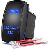Nilight - 90001B LED Light Bar Rocker Switch 5Pin Laser On/Off LED Light 20A/12V 10A/24V Switch Jumper Wires Set for Jeep Boat Trucks,2 Years Warranty,Blue