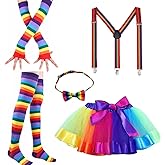 Faylapa 1970s 1980s Fancy Outfits Rainbow Costume Accessories for Christmas Party Dresses Cosplay Party (Rainbow Tutu)