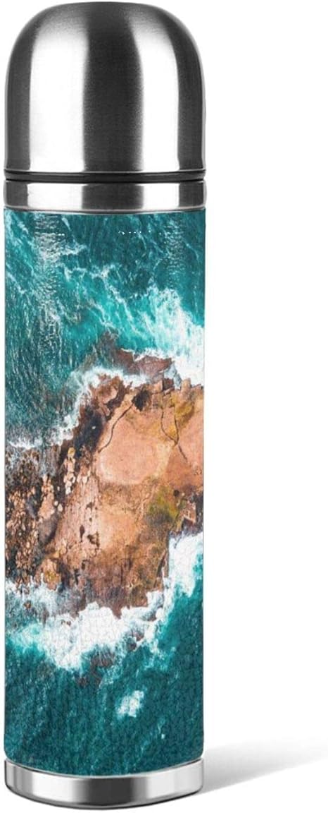Amazon 水筒 サーモス ステンレスボトル 直飲み 500ml 軽量 大容量 保温 保冷 高い密封性 真空断熱 男女兼用 子供用 自転車 登山 ジム スポーツボトル アウトドアストーン島 海の波 人気 おしゃれ 水筒 マグボトル オンライン通販