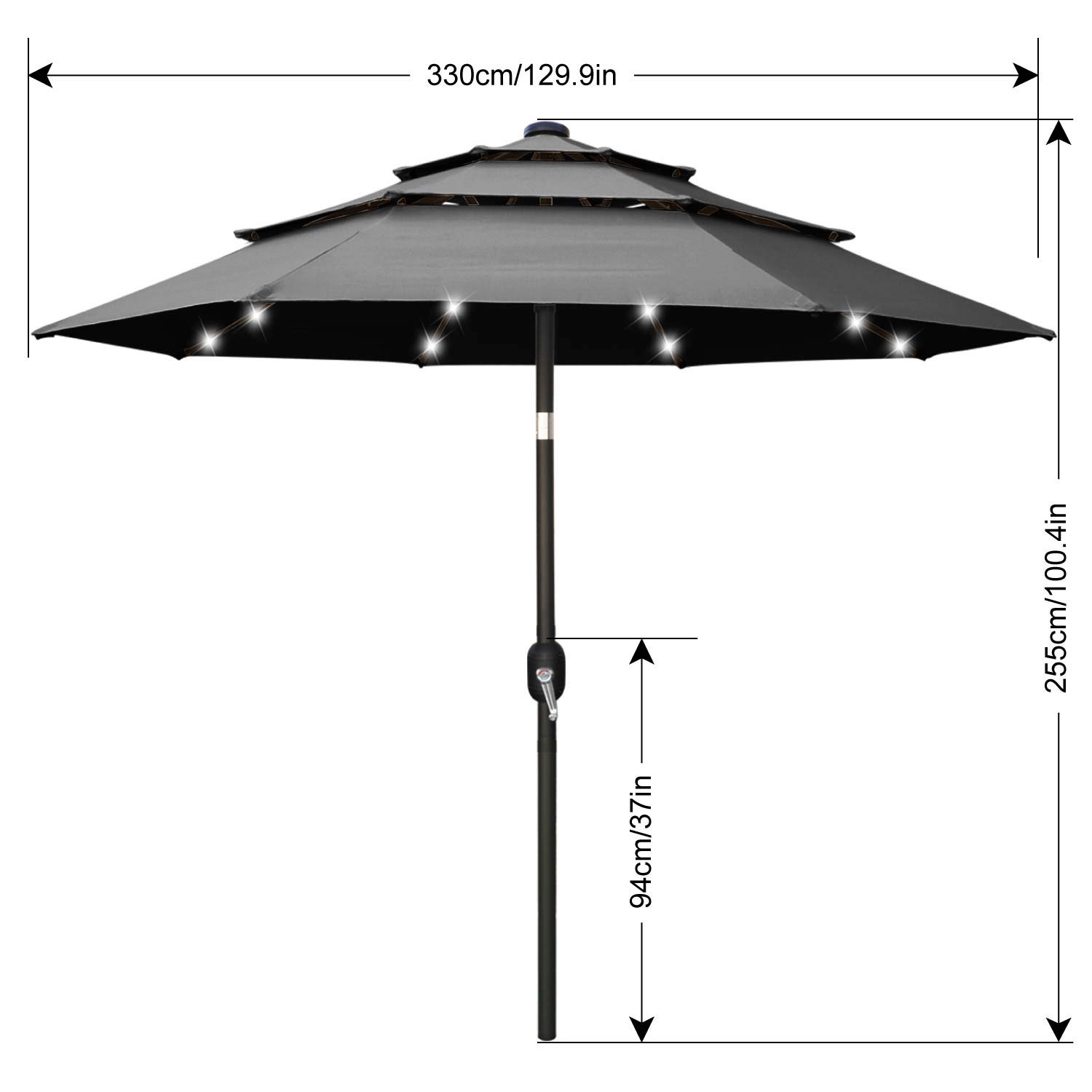 9ft Patio Umbrella Ourdoor Solar Umbrella Led Bluetooth Umbrellas With 32led Lights Bluetooth Speaker Tilt And Crank Table Umbrellas For Garden Deck Backyard And Pool 12 Colors Light Gray Amazon In Garden Outdoors