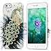 iPhone 6 Case (4.7 Inch) - Mavis's Diary 3D Handmade Bling Crystal Luxury Blue Peacock with Fashion Feather Shiny Sparkly Diamond Gems Clear Hard Cover & Cute Dust Plug & Stylus Pen & Screen Protector