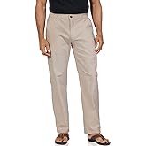 Soojun Men's Casual Linen Blend Relaxed Fit Straight Legs Elastic Waist Pants