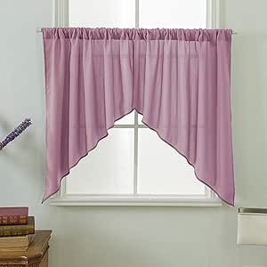 Cortina triangular, 2 unidades, estilo granja, poliéster y algodón