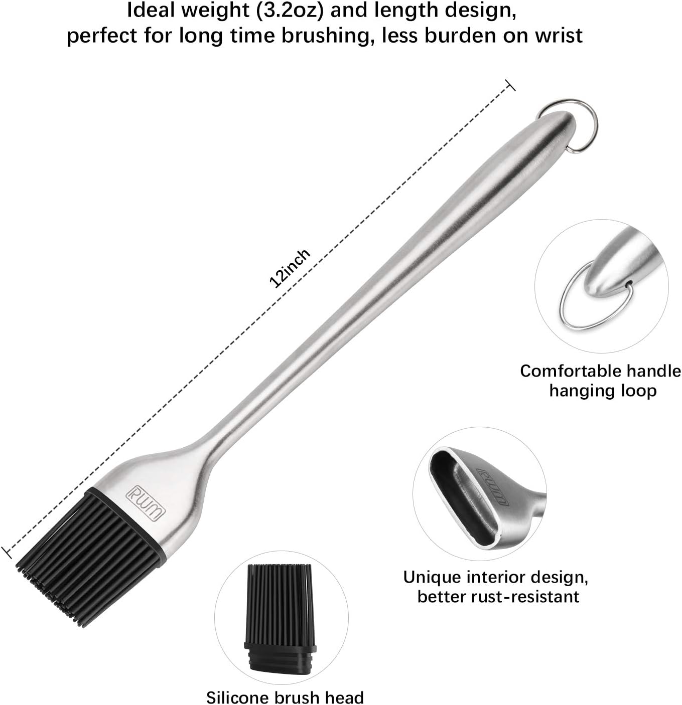 Rwm BBQ Grill Tool Set - Heavy Duty Extra Thick Stainless Steel Grill Utensil Set, Spatula, Basting Brush, Fork & Tongs Perfect BBQ Grilling Accessories, Gift Box Package : Garden & Outdoor