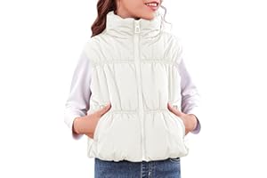 Imily Bela Girls Puffer Vest Stand Collar Sleeveless Warm Jacket Cute Outerwear With Pockets 7-14 Years