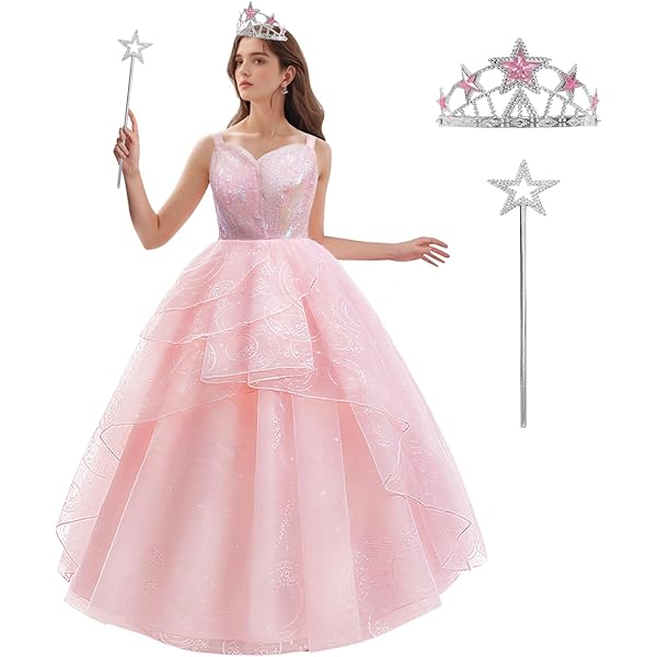 strapless open back dress Cosplay Costume Dress for Teens Adults Glinda Wicked Good Witch – Cosplayrr main image 1