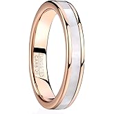 Vakki 4mm 6mm Womens Rose Gold Tungsten Carbide Ring with Mother of Pearl Shell/Marble Inlaid Wedding Band Comfort Fit Size 5-12